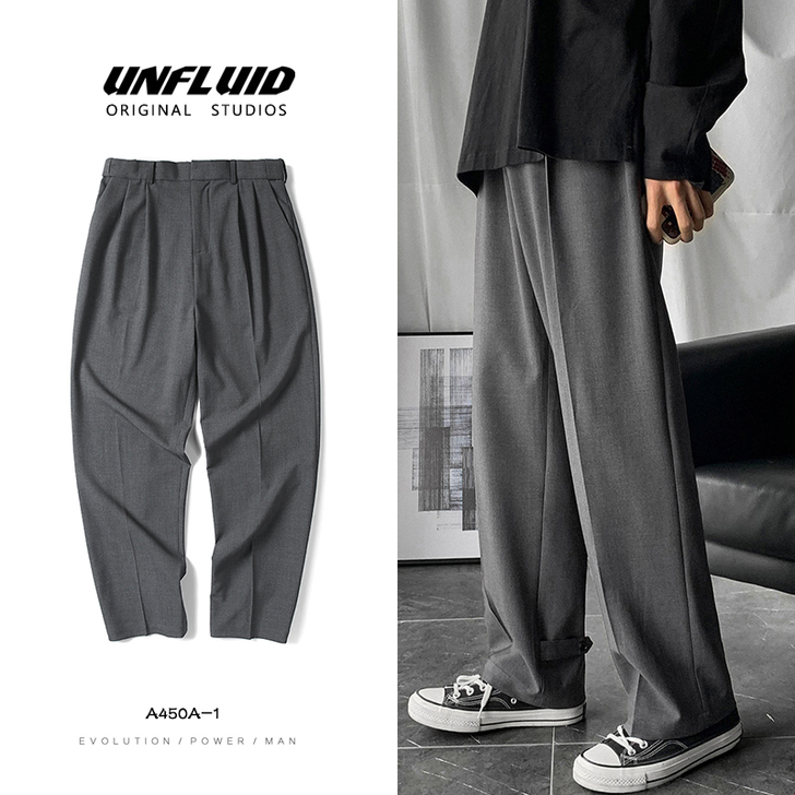 春季裤子男士宽松韩版潮流阔腿坠感拖地休闲长...