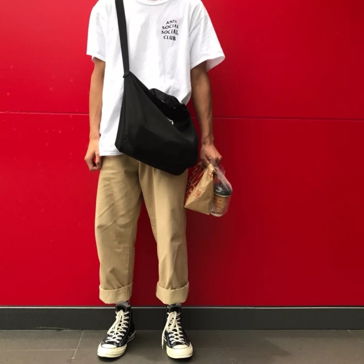 ins工装裤男春夏百搭潮牌港风坠感阔腿裤直...