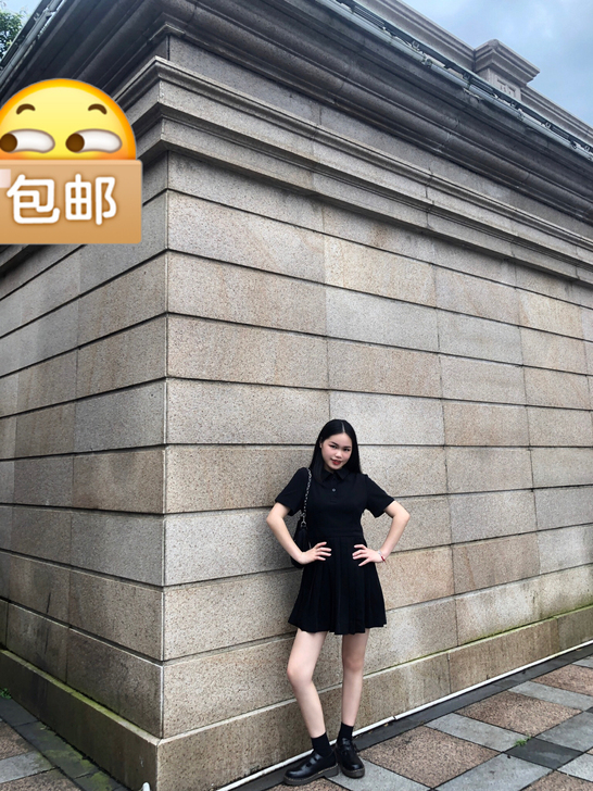 Polo领百褶法式显瘦连衣裙2020新款裙...