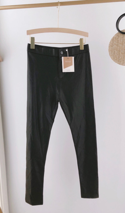 S.P.Gpu软皮加绒高腰小脚裤