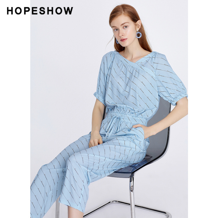 短袖连衣裤女 红袖夏秋新款字母印花不规则高...