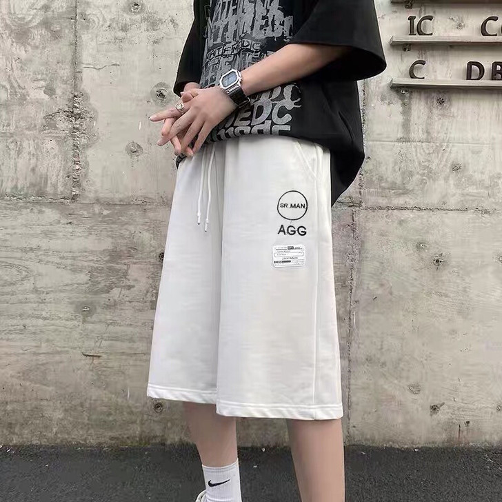 夏季薄款七分裤男宽松港风潮牌运动短裤韩版潮...