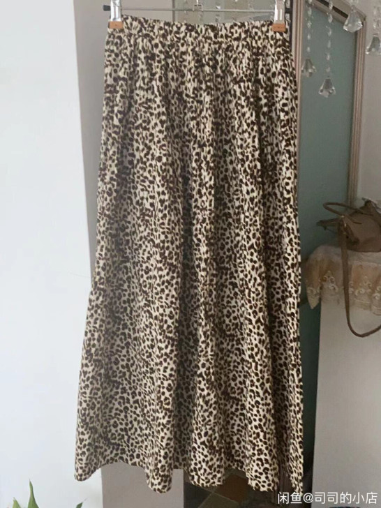 百褶半身裙豹纹A字长裙，松紧腰，大摆，都能...