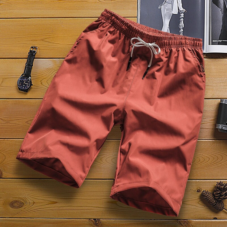 短裤男新款休闲裤男沙滩裤纯色宽松五分裤 因...