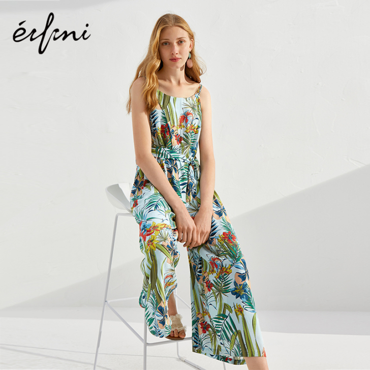 何穗同款伊芙丽2019新款吊带连衣裤休闲度...