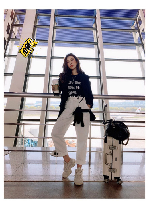 PENNYPENG裤子就要穿白 个性网格口...