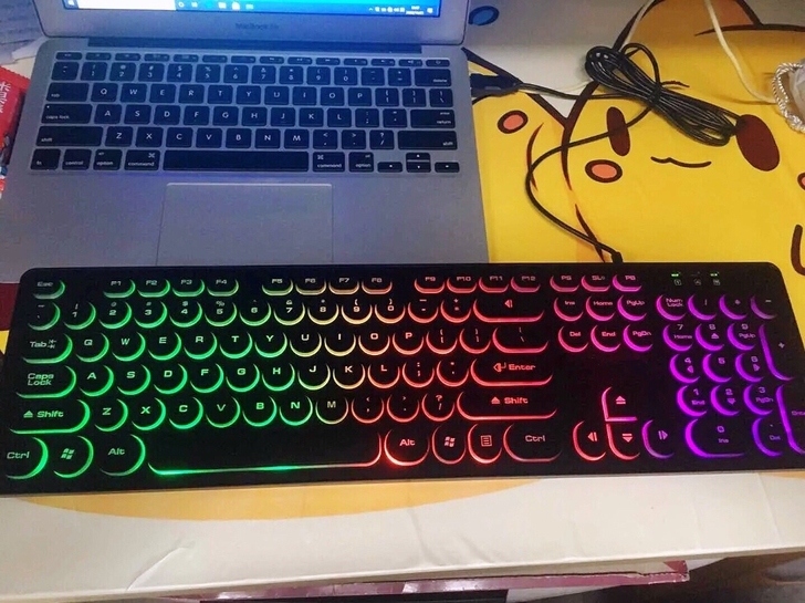 发光朋克静音电脑有线键盘