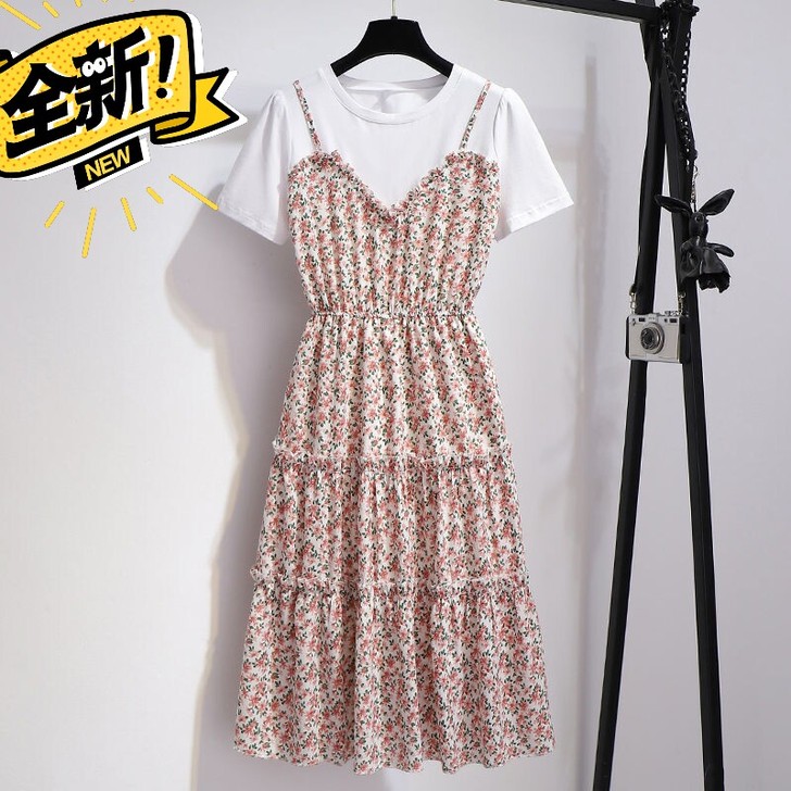 【全新包邮】2021年夏季新款洋气假两件短...