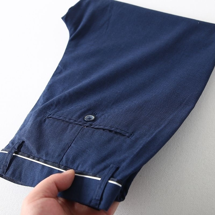 天丝+棉 男春夏薄款商务通勤直筒中腰长裤