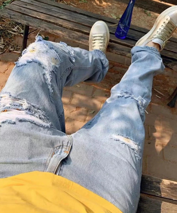 DREW笑脸破洞牛仔裤