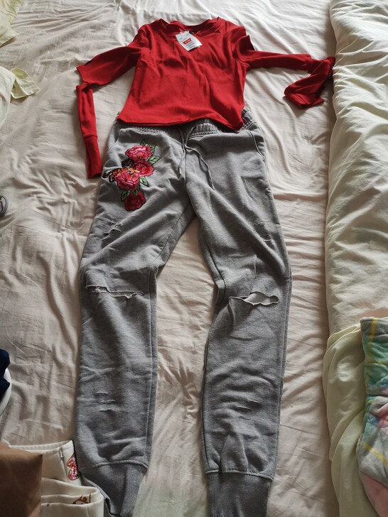 hm全新 女 秋季 棉 裤子仅拆吊牌针织衫...