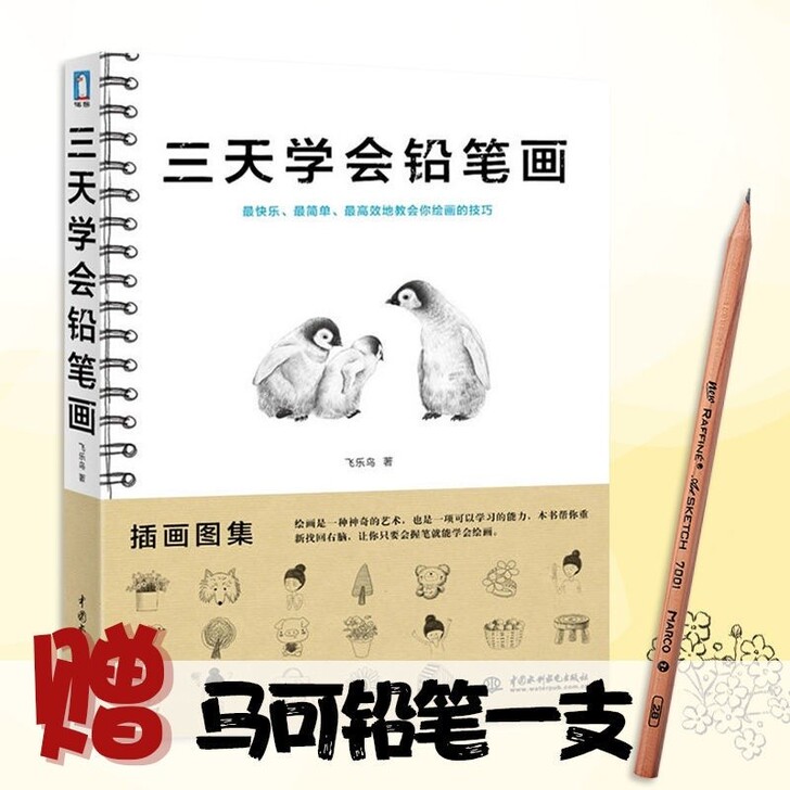 正版包邮 三天学会铅笔画 素描教程简笔画入...