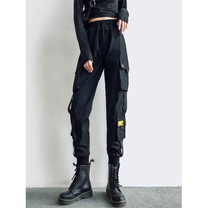 工装裤女韩版学生休闲宽松潮流新款高腰显瘦百...