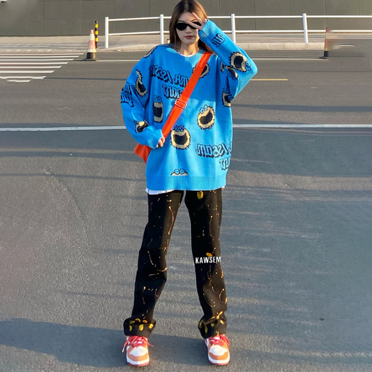 黑色裤子女潮ins高街2021春秋新款宽松...