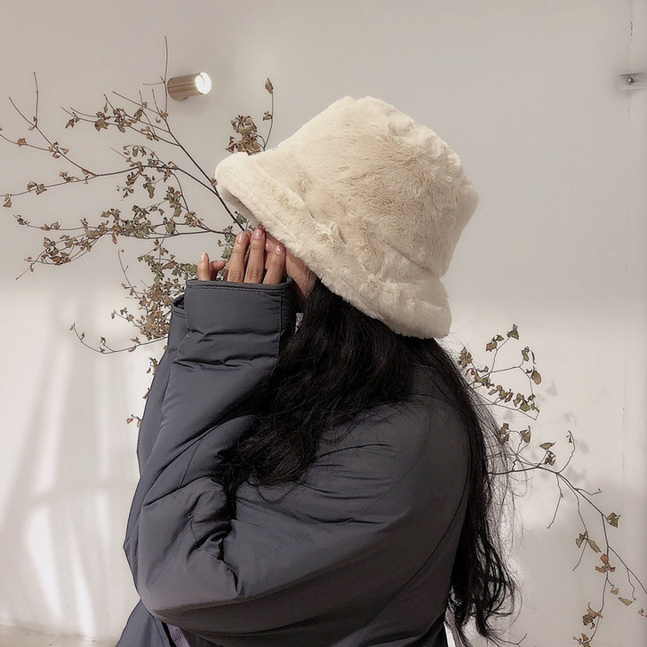 9.9秒杀卷边毛绒绒盆帽女加厚保暖渔夫帽子...