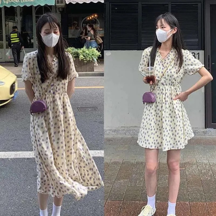 温柔风碎花雪纺连衣裙新款春夏裙子仙女超仙森...