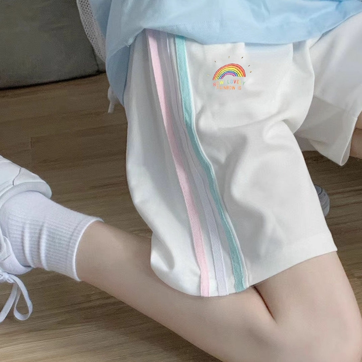 【高性价比】彩虹短裤女宽松外穿运动休闲夏季...