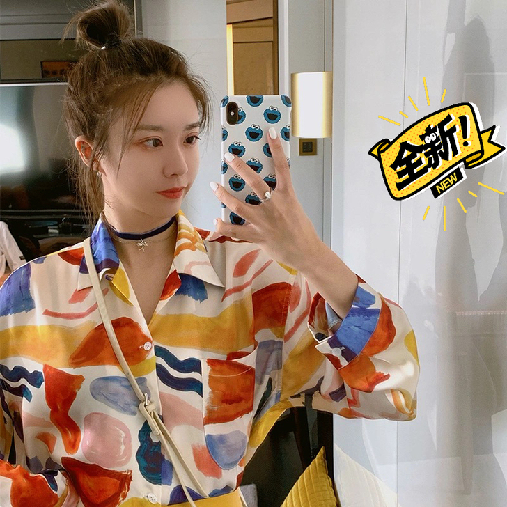 【厂家直销】春秋新款复古港风怪味少女印花宽...