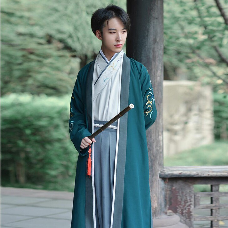 古装汉服男学生书生交领新款中国风演出服舞台...