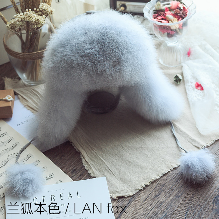 【年货价】韩版狐狸毛雷锋帽女秋冬季保暖皮草...