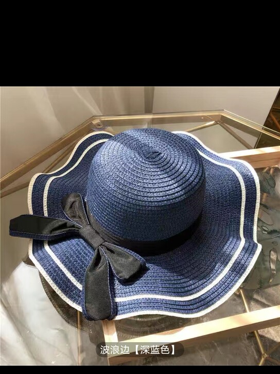 新款草帽女夏天沙滩帽海边防晒韩版遮脸旅游度...