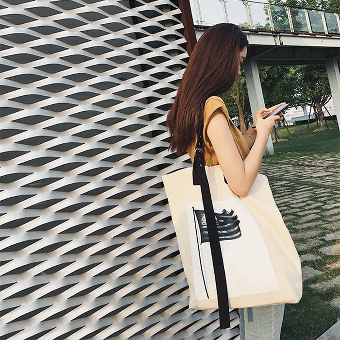 手提包女韩版时尚帆布包文艺单肩包学院风简约...