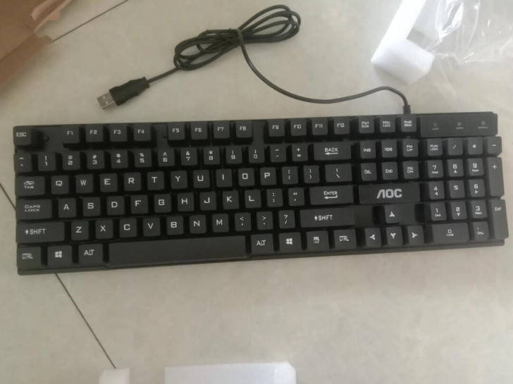 AOC机械手感键盘电脑台式笔记本通用有线U...