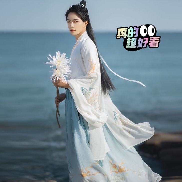 原创汉服男女同款魏晋风男女情侣交领齐腰大摆...