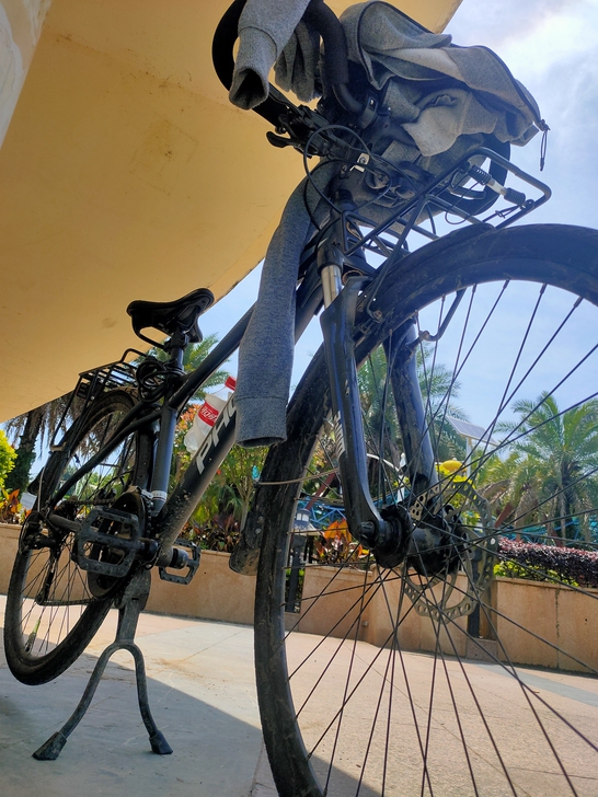 蝴蝶把旅行自行车，挺高的好像是27寸，85...