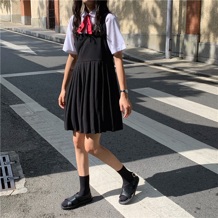 夏季仙女超仙森系甜美学院风百褶裙日系衣服裙...