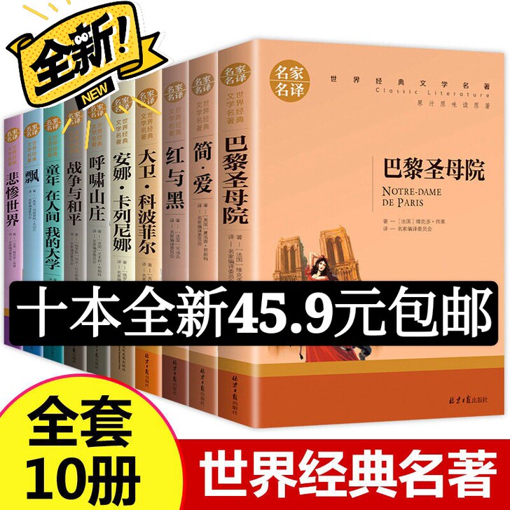 世界十大名著书籍简爱红与黑飘悲惨世界巴黎圣...