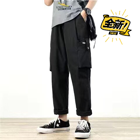 夏季薄款冰丝休闲裤男士潮牌直筒宽松裤子韩版...