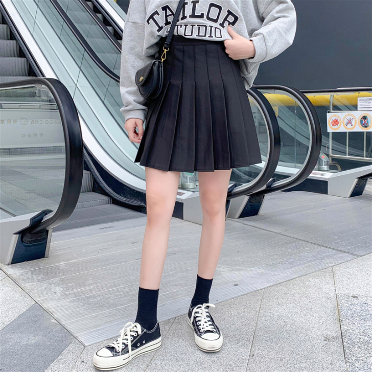 【现货】百褶裙女夏短裙春秋学生高腰裙裤半身...