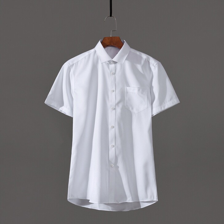 高品好货 线下撤柜白色短袖衬衫男夏季薄款透...