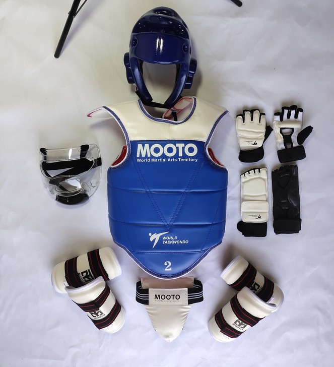 全新平纹mooto跆拳道护具八件套