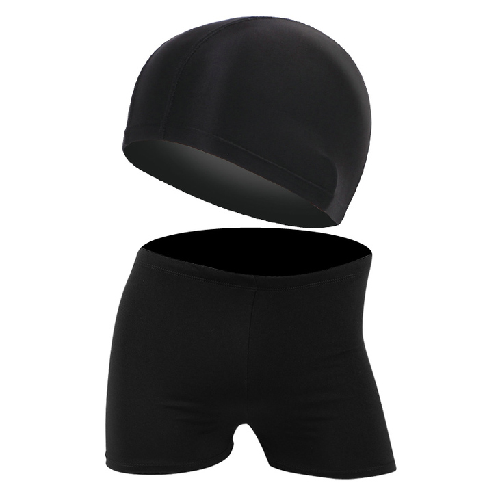 李宁泳裤泳帽泳镜套装男士平角速干短裤温泉裤...