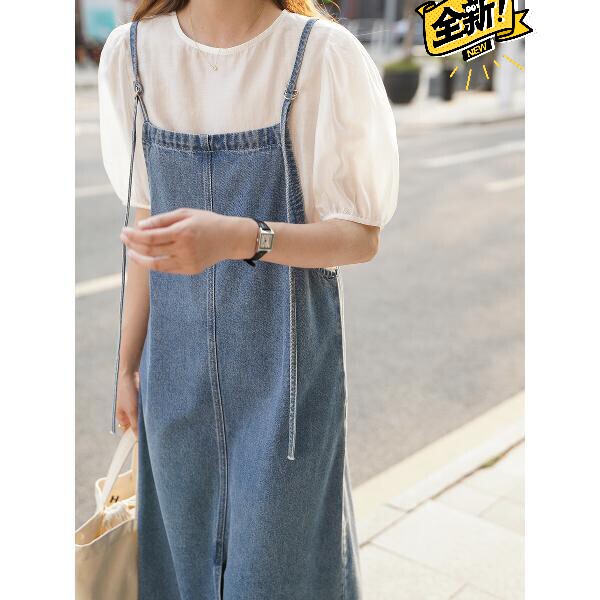 新款 2021夏裙子韩版背带裙吊带裙女夏中...