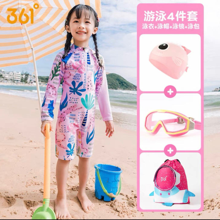 全新】361度儿童泳衣可爱宝宝连体泳衣夏2...