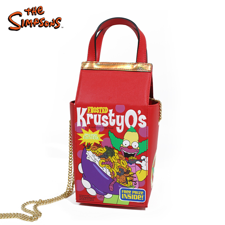 辛普森一家手拿包女秋印花方形手拿包斜跨包时...