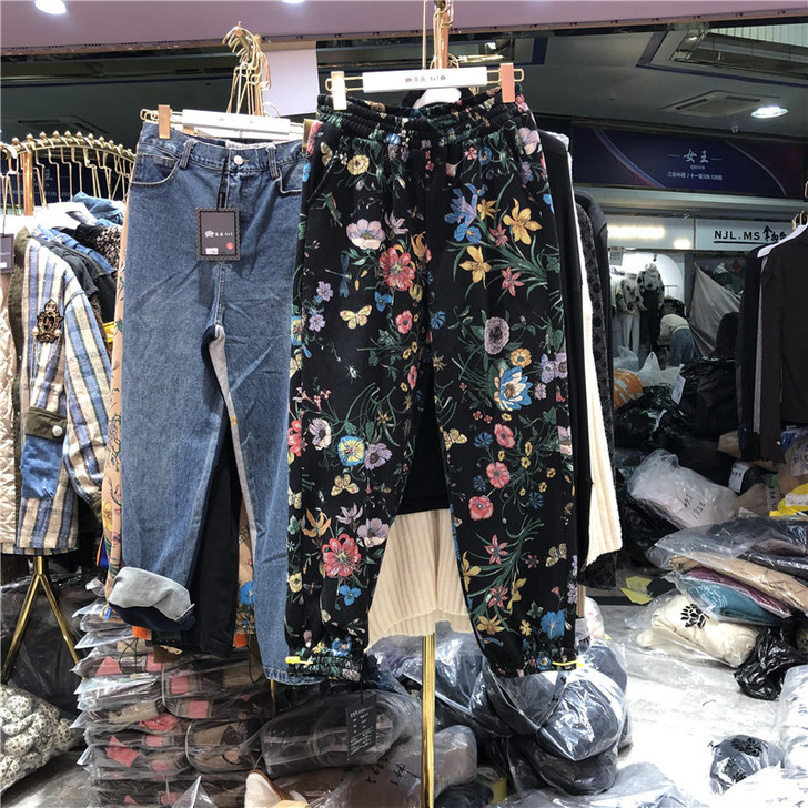 欧洲站印花宽松束脚2020新款加绒加厚休闲...