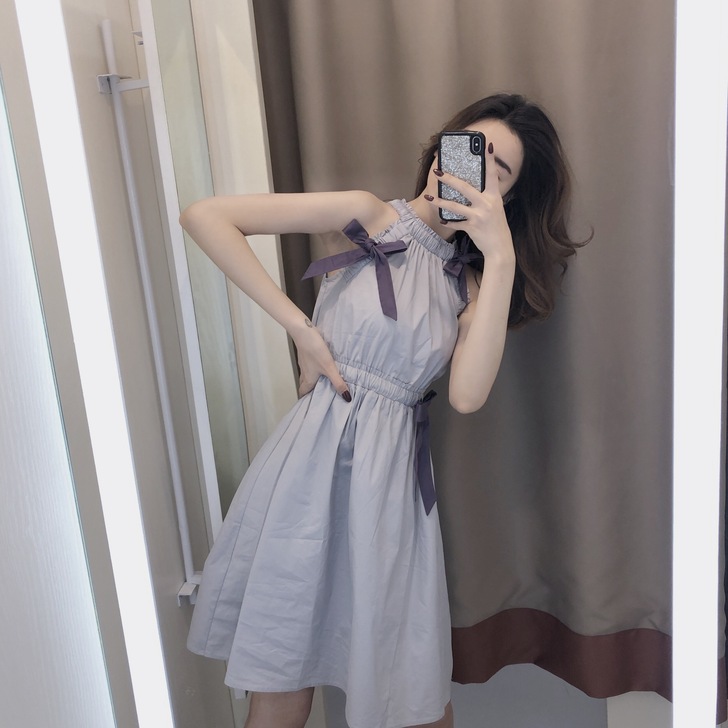 连衣裙仙女超仙法式少女桔梗名媛风初恋裙针织...