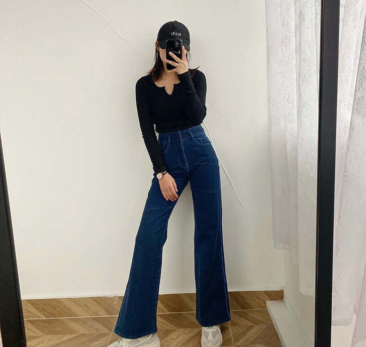 yami自制高腰牛仔裤