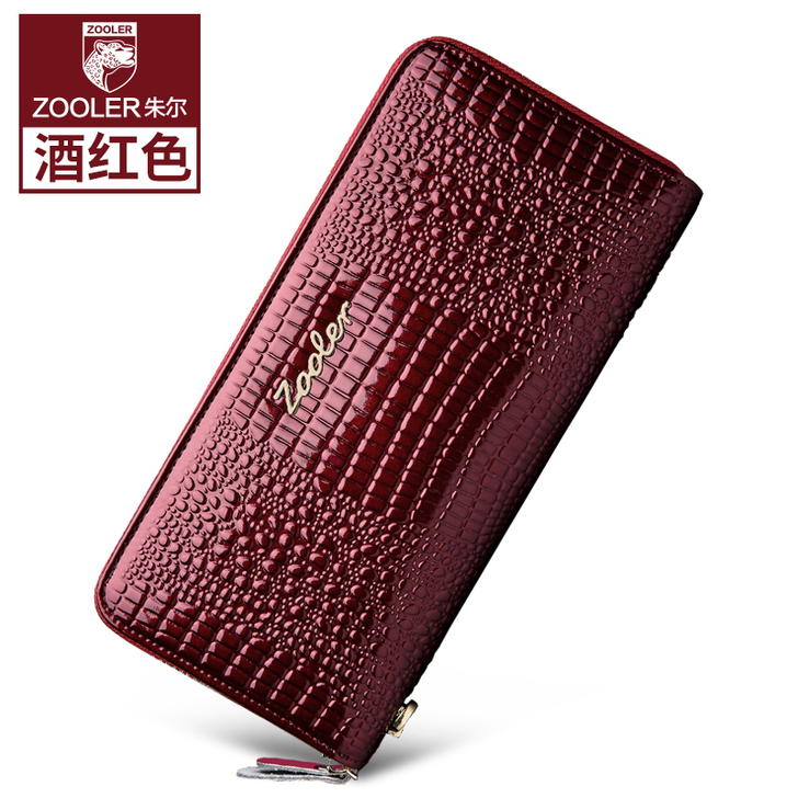 全新朱尔鳄鱼纹牛皮钱包女长款 大钞夹新款2...