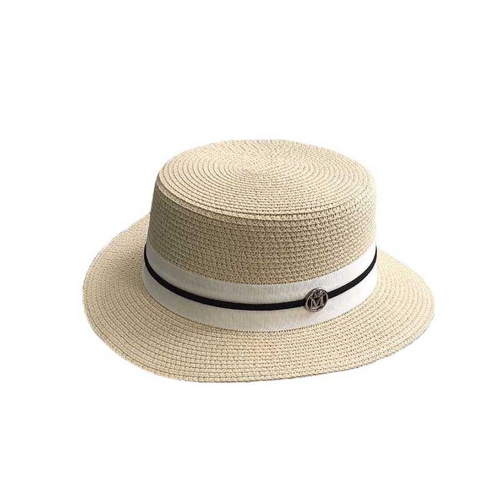 草帽女夏小清新平顶礼帽短发帽子夏天韩版百搭...