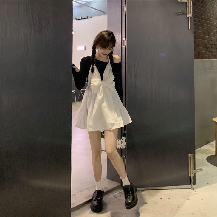 法式复古白色公主裙子小个子两件套潮,包邮