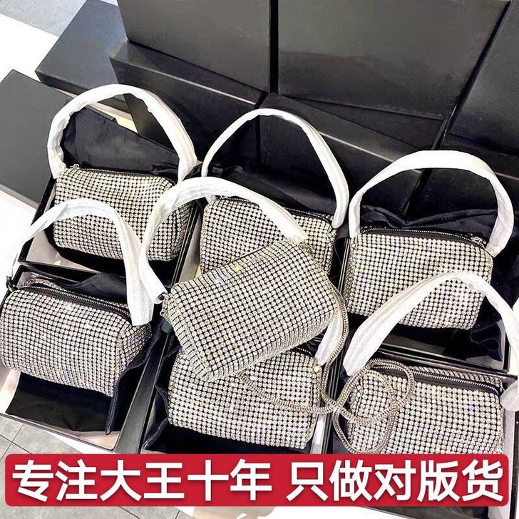 新款aw大王水钻包包满钻钻石包单肩斜挎女包...