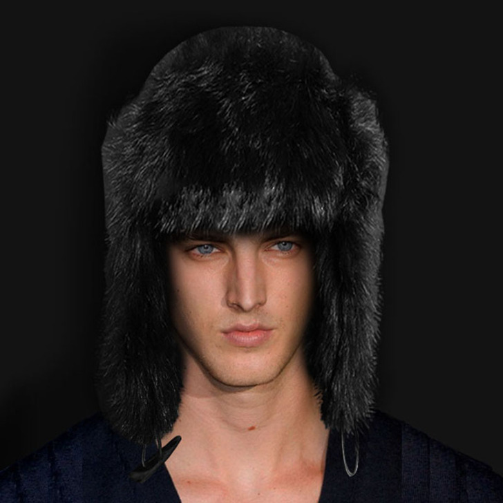 爱斯基摩皮毛一体东北雷锋帽男女士中青年冬季...