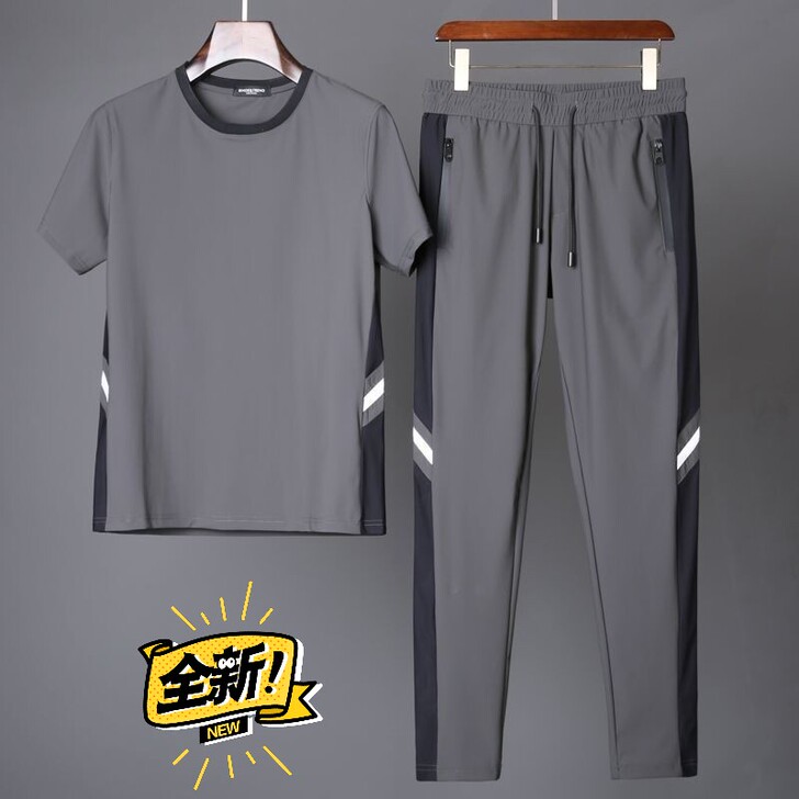 丝滑轻柔弹力超薄速干冰丝两件套 夏季高端男...