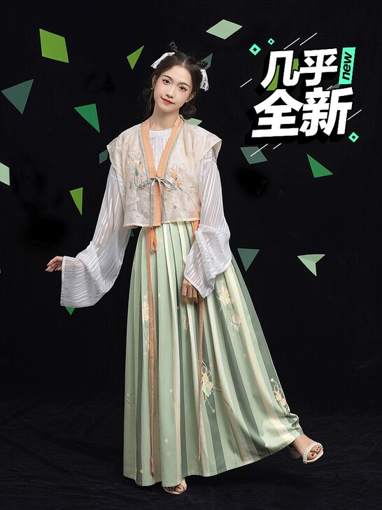 汉尚华莲采绿吟唐制汉服女原创正品一片式齐腰...