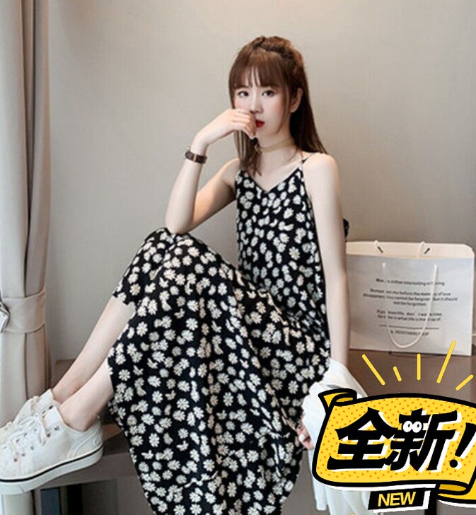 2021年新款小雏菊碎花连衣裙仙女显瘦裙子...